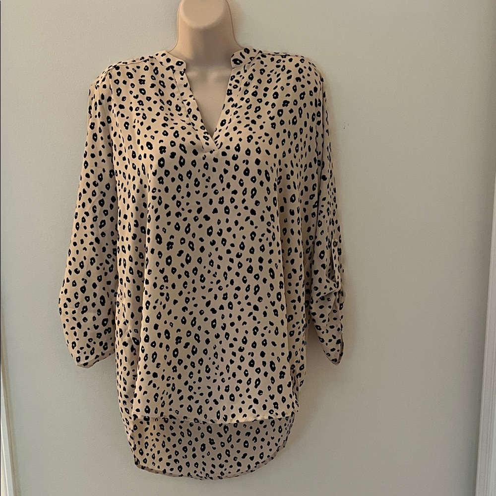 Lush Animal Print V-Neck Blouse